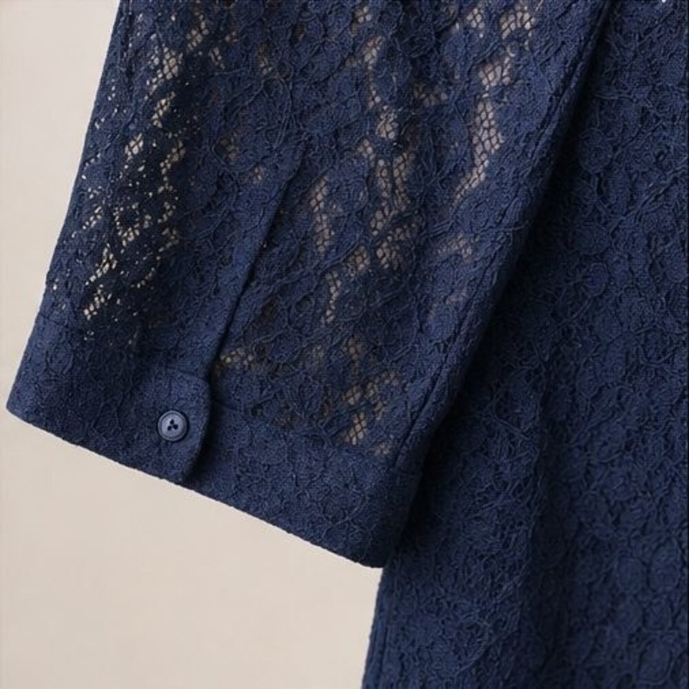 Navy Button Blouse - Picture 5 of 6